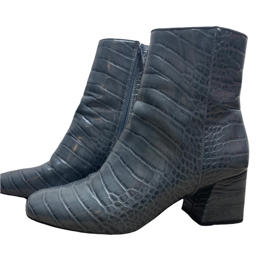 Steve Madden Davist Croc Embossed Chunky Heel Bootie